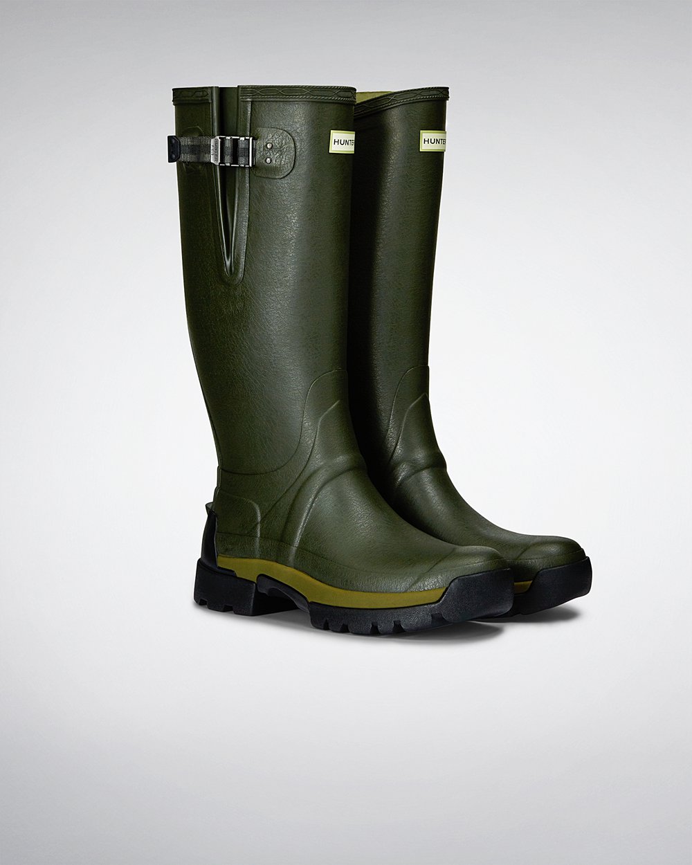 Botas de Lluvia Altas Hunter Hombre - Balmoral Bamboo Carbon - Verde Oscuro Oliva - XQMVLIE-23